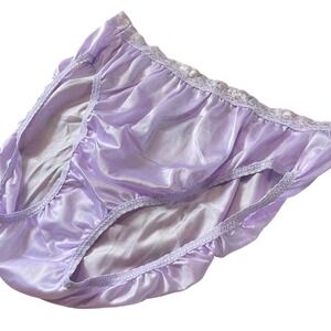 VTG Hanes Sheer Panties Shiny Nylon Gusset Lace 10‎ Granny 15763 lavender purple